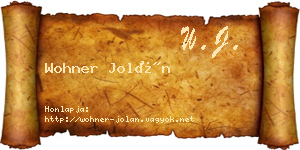 Wohner Jolán névjegykártya